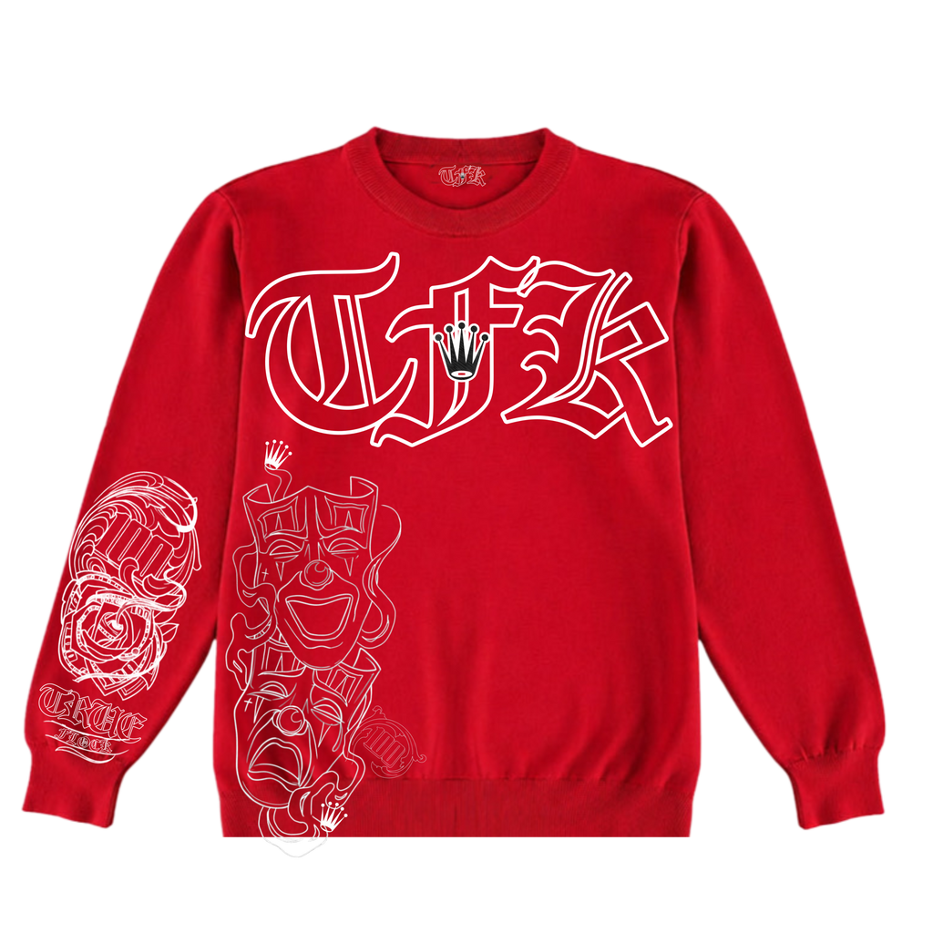 Red-Laugh now cry later Crew neck