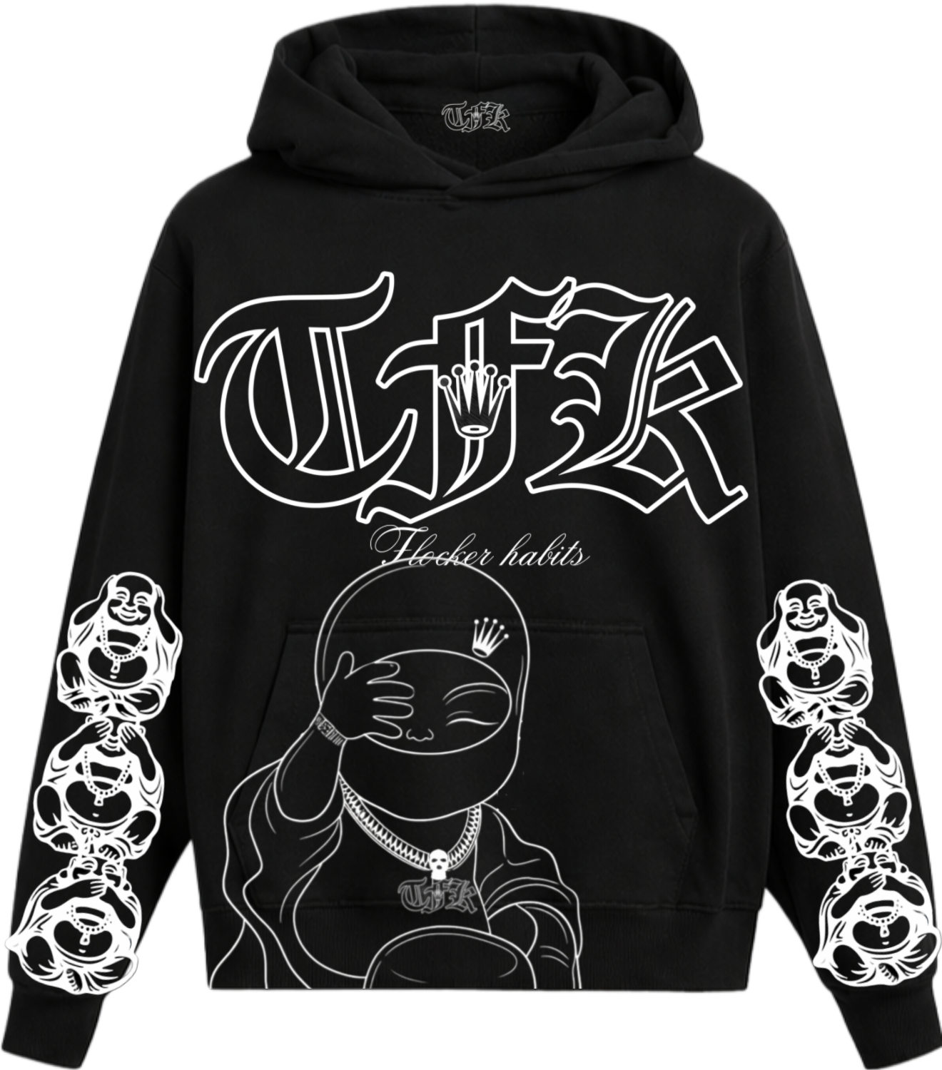 Black-Buddha flocker hoodie