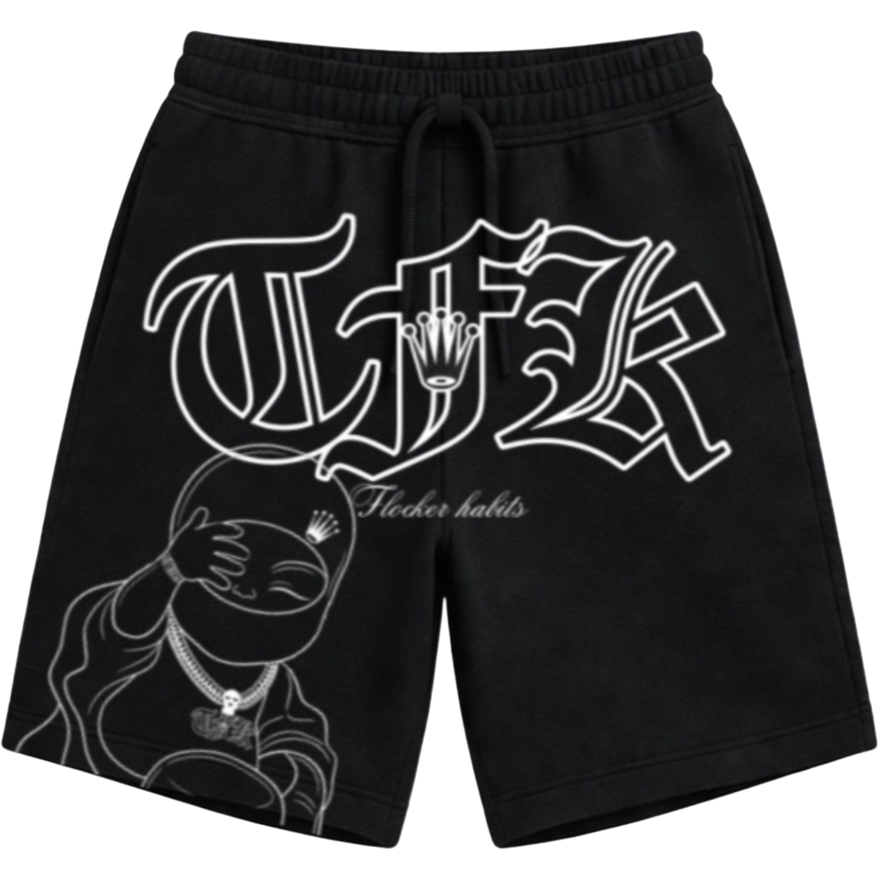 Black-Buddha flocker shorts