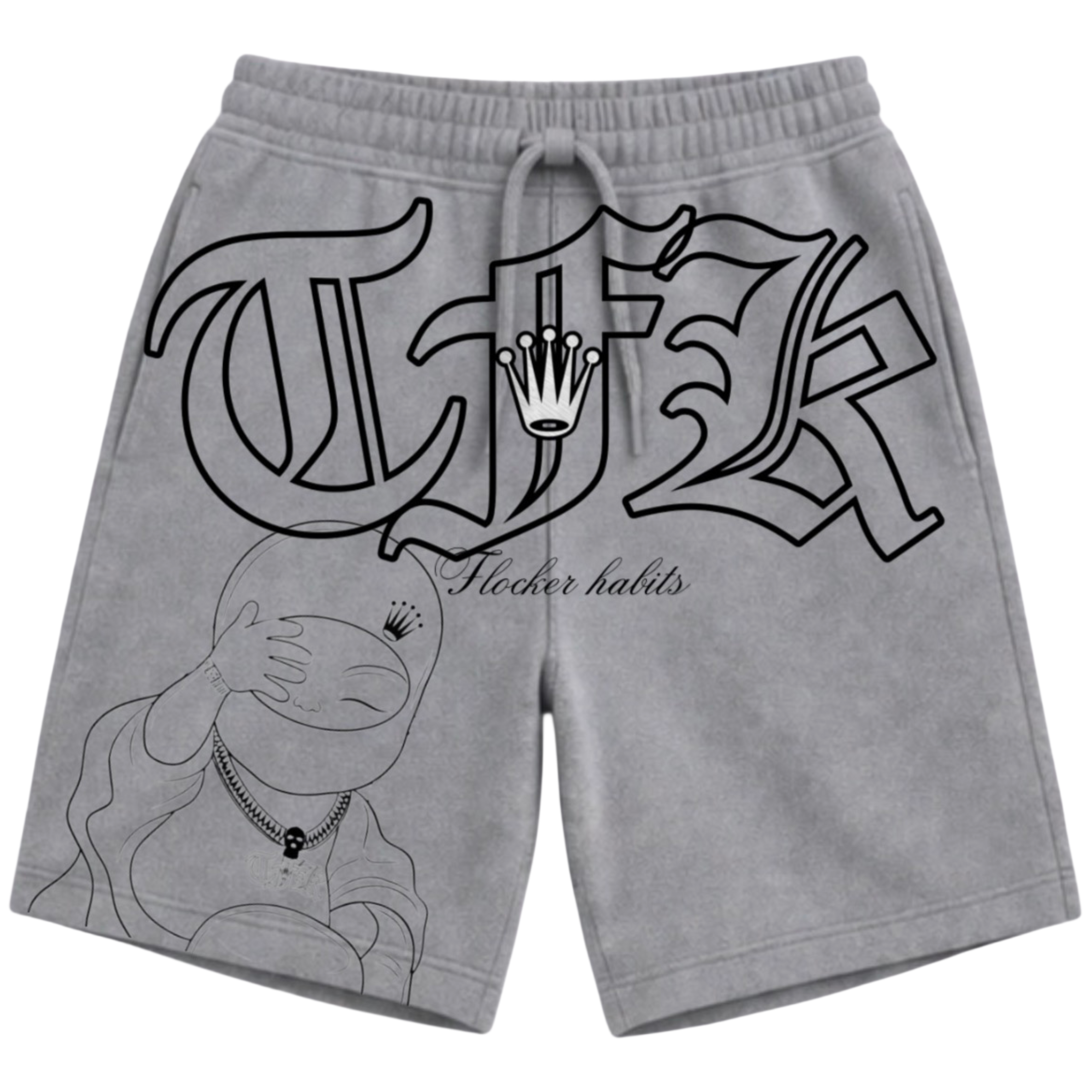 Grey-Buddha flocker shorts