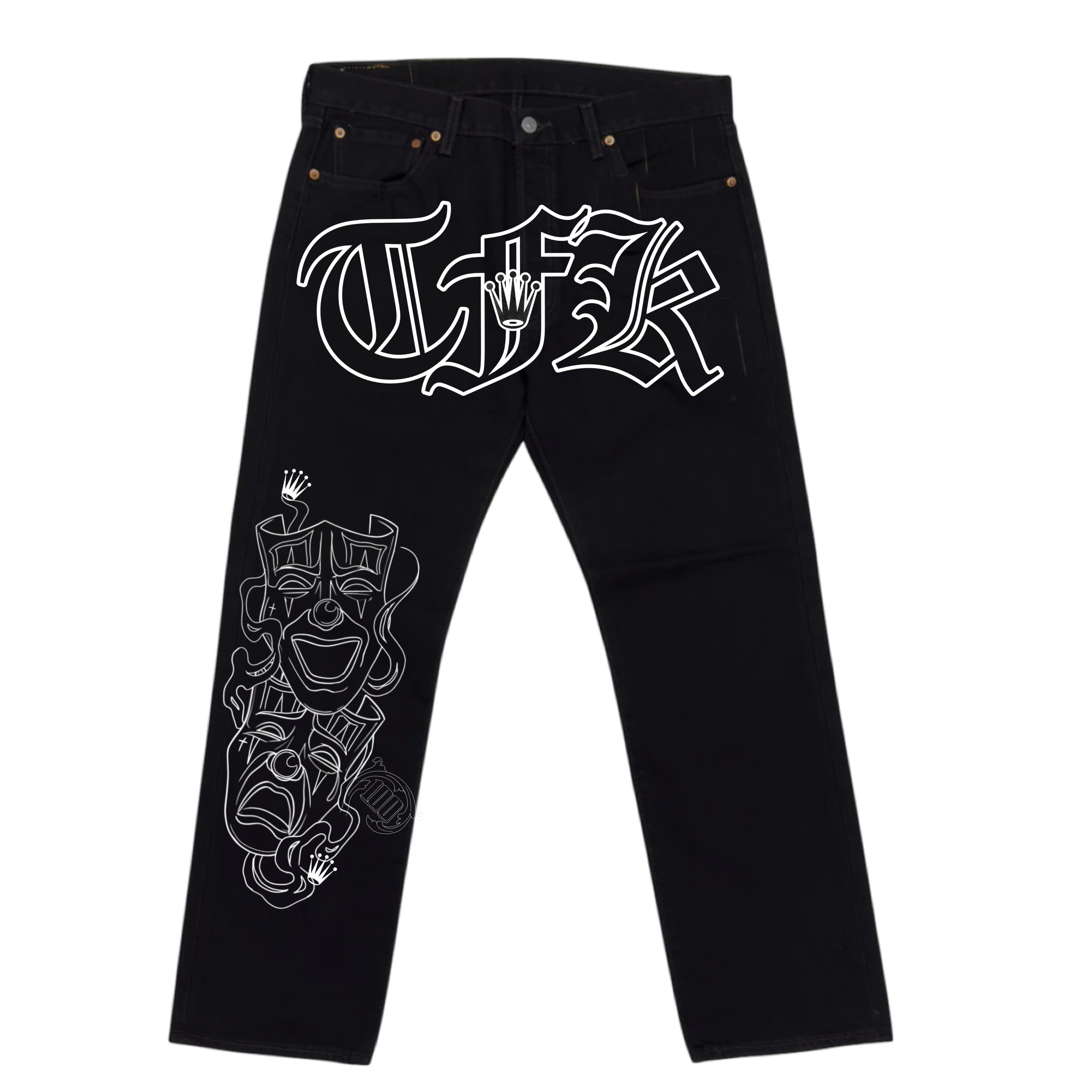 Blk-Laugh now cry later jeans