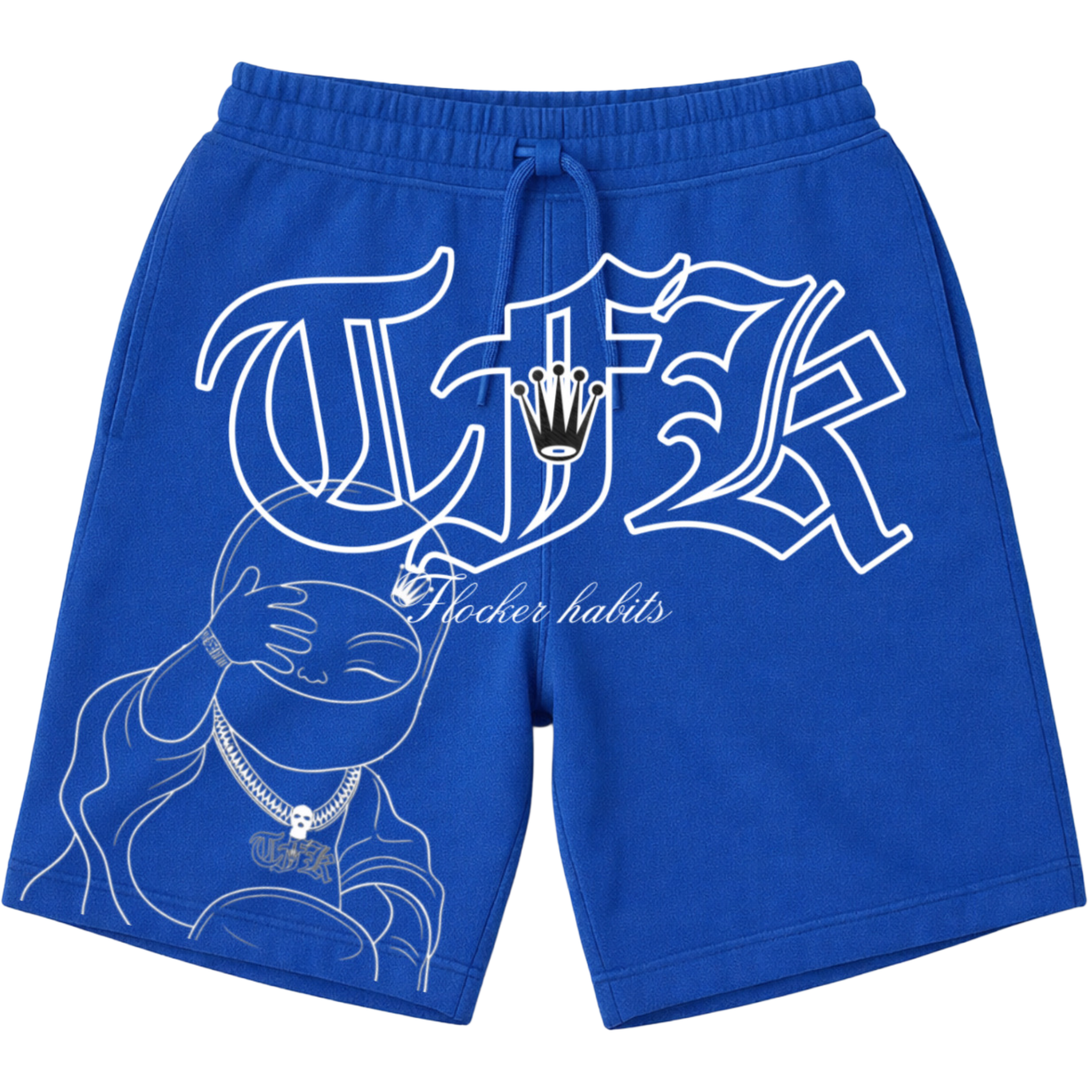 Blue-Buddha flocker shorts