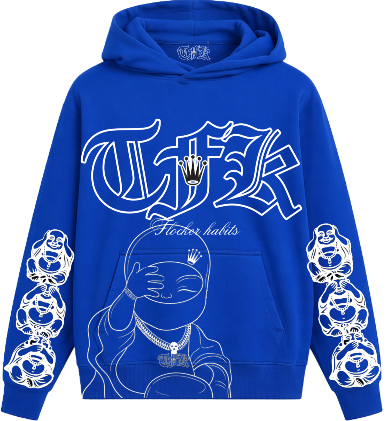 Blue-Buddha flocker hoodie